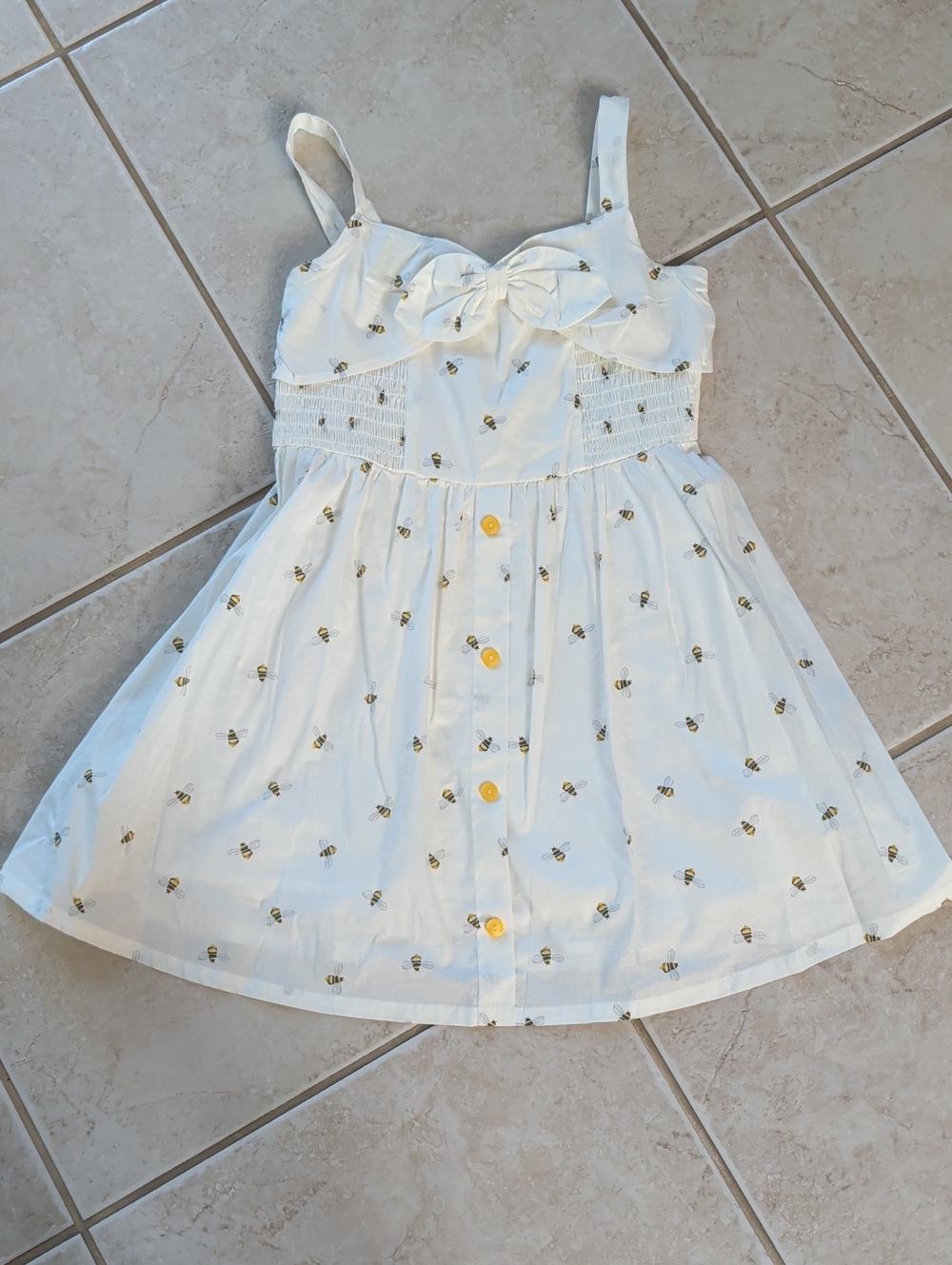 American Girl White Sundress with Yellow Bee Print Blaire's Dress Size 8 Girl